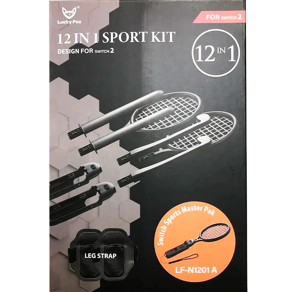 Lucky Fox 12 in 1 Sports Kit for Nintendo Switch 2 - Black