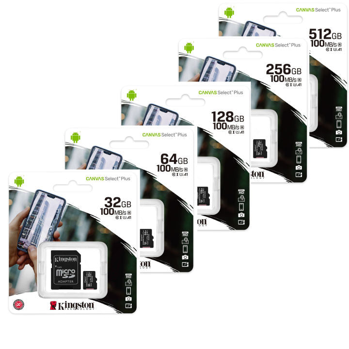 Kingston microSDXC Canvas Select Plus A1 Class 10 UHS-I 32GB | 64GB | 128GB | 256GB | 512GB