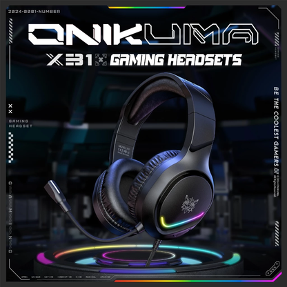 Onikuma X31 RGB Wired Gaming Headset with Noise Cancelling Microphone