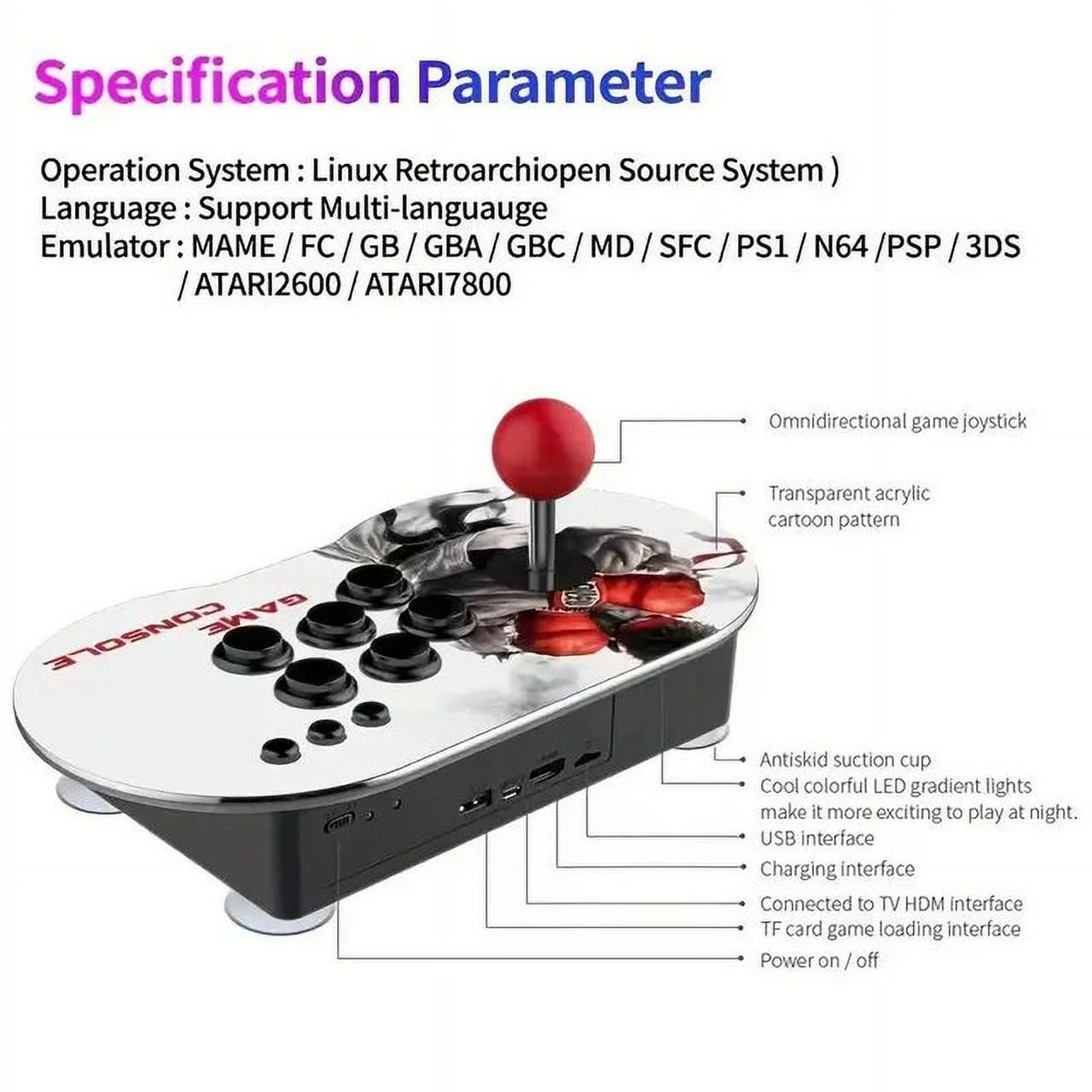 M9 Double Rocker HD 4K Arcade Controller Joystick Mini Arcade TV Game Console