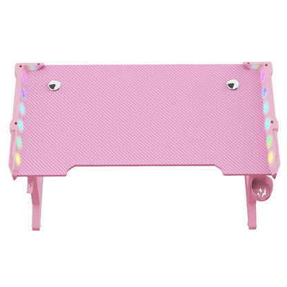 مكتب ألعاب Z8 بطول 120 سم مع أضواء LED وحامل أكواب وحامل سماعة رأس - وردي 