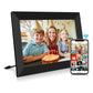 WiFi Digital Picture Frame Smart Photo Frame 10.1 Inch - 1280x800 IPS Screen, 32GB, Easy Setup, Motion Sensor, Share Photo Video via APP - Wooden | Black