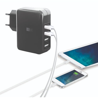 Case Logic Universal Quad Wall Charger, 4.1A 20.5W 4-Port USB Ports, Smart Detect IC Protection, 100-240V Input 5V Output, Fast Charging For Tablets And Smartphones