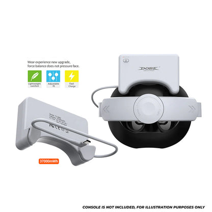 حزام رأس قابل للتعديل من DOBE وبطارية قابلة لإعادة الشحن بقوة 37000 ميلي واط/ساعة لجهاز Meta Quest 3 / Meta Quest 3S 