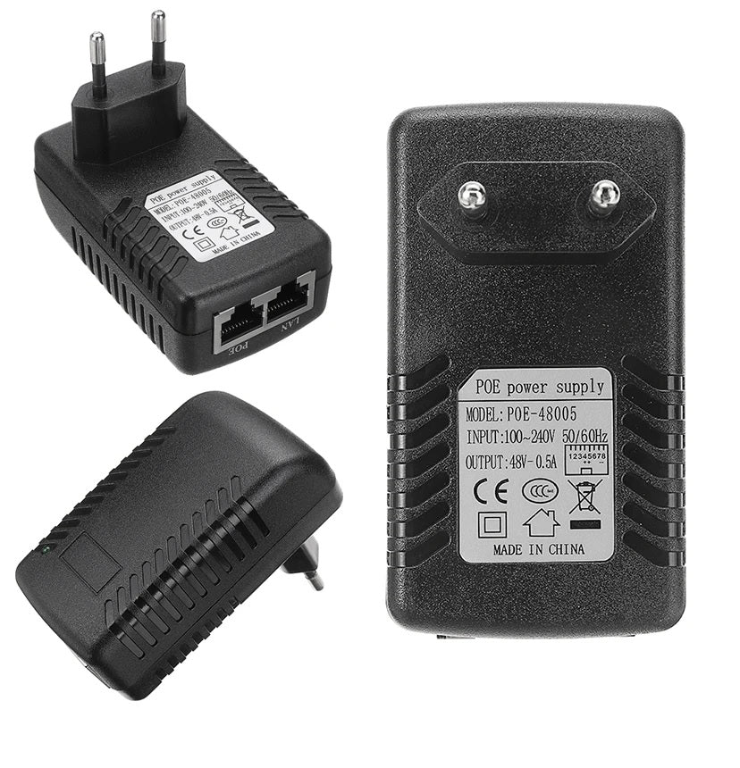 DC 24V 1A Wall EU Plug POE Injector RJ45 Ethernet Adapter Supports IP ...