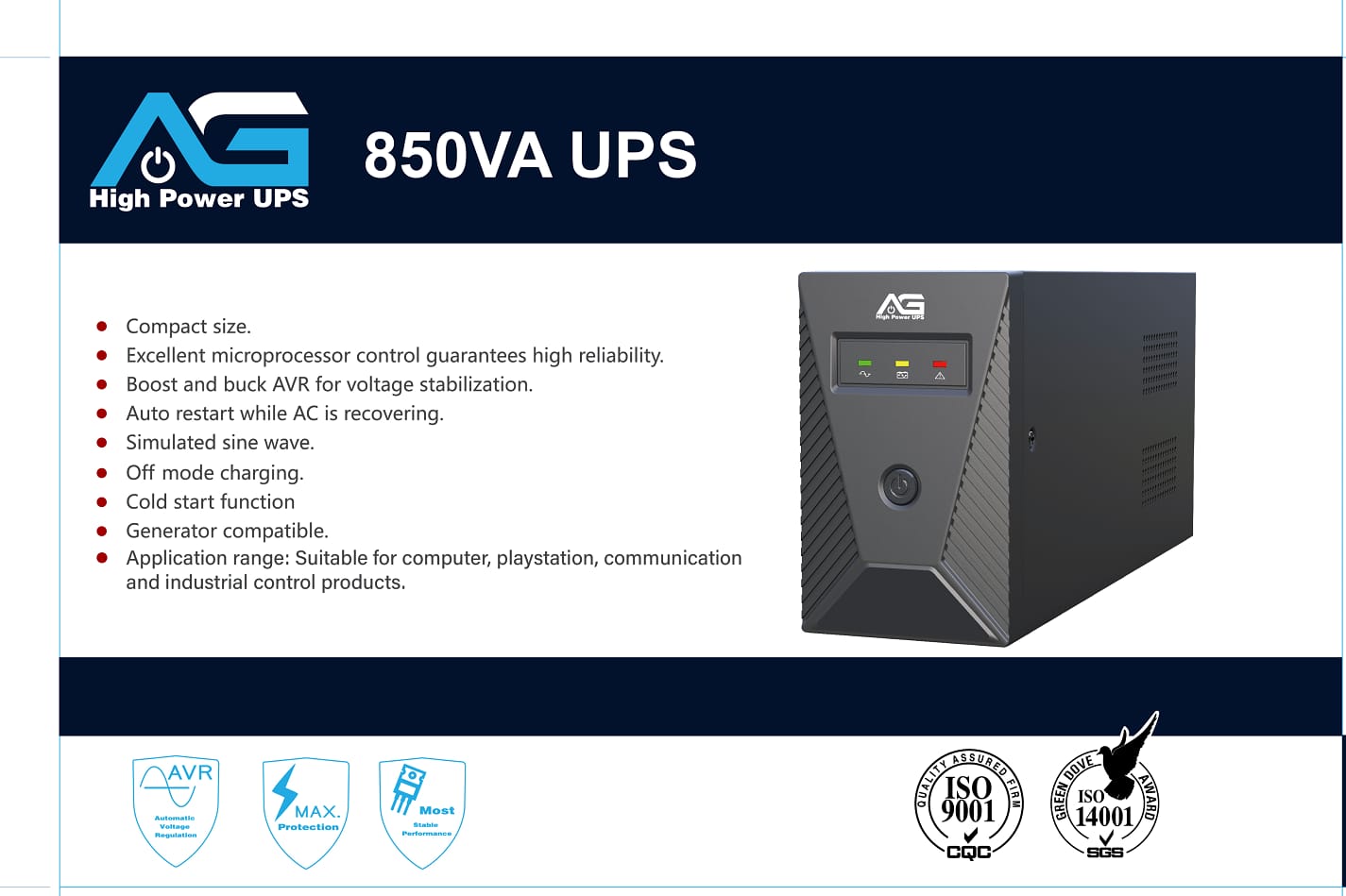 AG 850VA Gaming UPS Uninterruptible Power Supply PS3 | PS4 | Xbox One