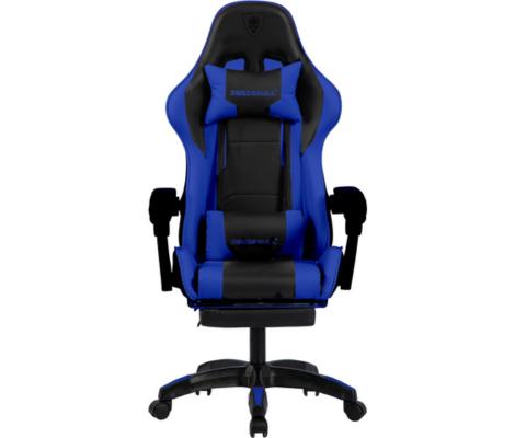 DeadSkull Comfort Gaming Chair With Footrest - Black / Blue