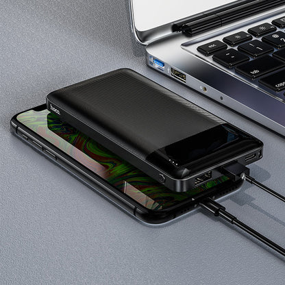 HOCO J72 Easy Travel 10000mAh Power Bank With Dual USB 2A Output | Micro-USB & Type-C Input | LED Power Indicator | Lithium Polymer Battery | ABS Flame-Retardant Shell | Black