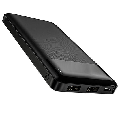 HOCO J72 Easy Travel 10000mAh Power Bank With Dual USB 2A Output | Micro-USB & Type-C Input | LED Power Indicator | Lithium Polymer Battery | ABS Flame-Retardant Shell | Black