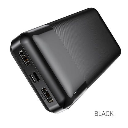 HOCO J72A Easy Travel 20000mAh Power Bank With Dual USB 2A Output | Micro-USB & Type-C Input | LED Power Indicator | Lithium Polymer Battery | ABS Flame-Retardant Shell | Black