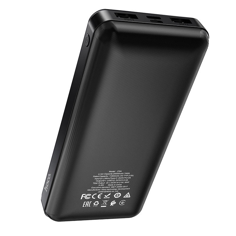 HOCO J72A Easy Travel 20000mAh Power Bank With Dual USB 2A Output | Micro-USB & Type-C Input | LED Power Indicator | Lithium Polymer Battery | ABS Flame-Retardant Shell | Black