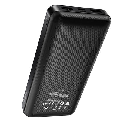 HOCO J72A Easy Travel 20000mAh Power Bank With Dual USB 2A Output | Micro-USB & Type-C Input | LED Power Indicator | Lithium Polymer Battery | ABS Flame-Retardant Shell | Black