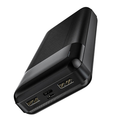 HOCO J72A Easy Travel 20000mAh Power Bank With Dual USB 2A Output | Micro-USB & Type-C Input | LED Power Indicator | Lithium Polymer Battery | ABS Flame-Retardant Shell | Black