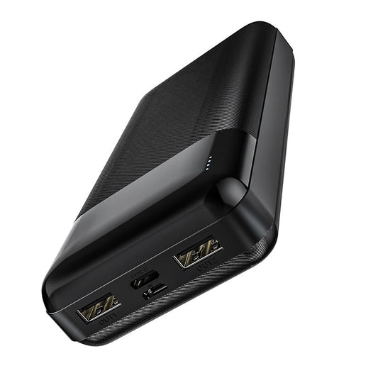 HOCO J72A Easy Travel 20000mAh Power Bank With Dual USB 2A Output | Micro-USB & Type-C Input | LED Power Indicator | Lithium Polymer Battery | ABS Flame-Retardant Shell | Black