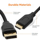 DisplayPort To HDMI 4K Cable 1.8 meters High-Speed 18Gbps 3840×2160@60Hz 2.0 HD Audio/Video, Dual-Mode DP++, Durable PVC, Gold-Plated Connectors, for PC – PS3/4 – Laptop – TV – Monitor – Projector | BLACK