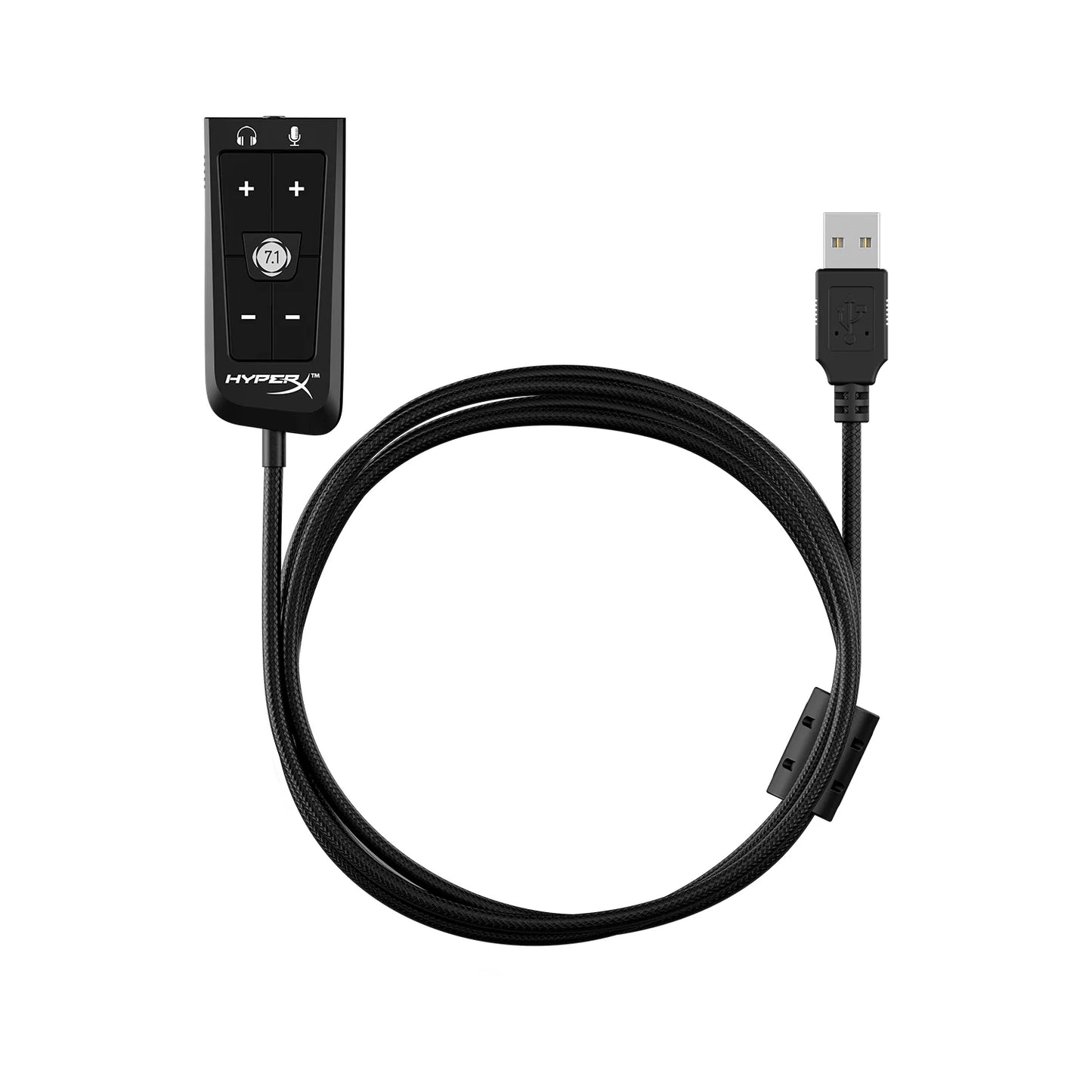 HyperX Cloud II 7.1 Surround Sound USB Audio Card With DSP, Mic Noise Cancellation, Audio Control Box, Braided Cable, Plug N Play For PC And PS4 | Black