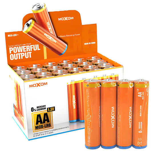 MOXOM MOX-LR6 AA High Performance Alkaline Battery 1.5V - Pack Of 24 Batteries