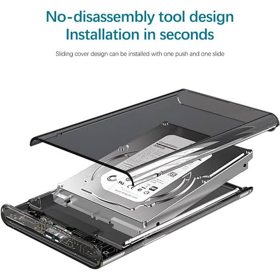 ONTEN OTN-UHD2 Transparent USB 3.0 Enclosure for 2.5-Inch SATA I/II/III HDDs and SSDs, Tool-Free Plug-and-Play, Up to 5 Gbps