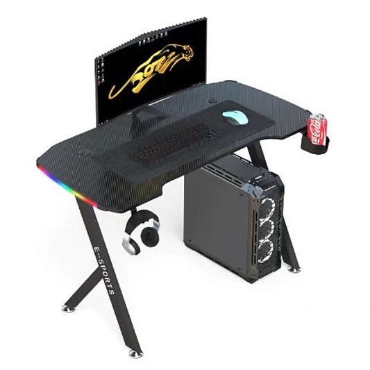 KY 140CM RGB Gaming Desk With Cup Holder and Headset Holder - Black