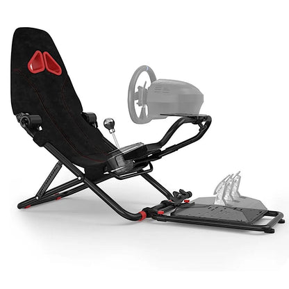 حامل مقعد محاكي ألعاب السباق القابل للطي، ودعم عجلة القيادة - أسود 