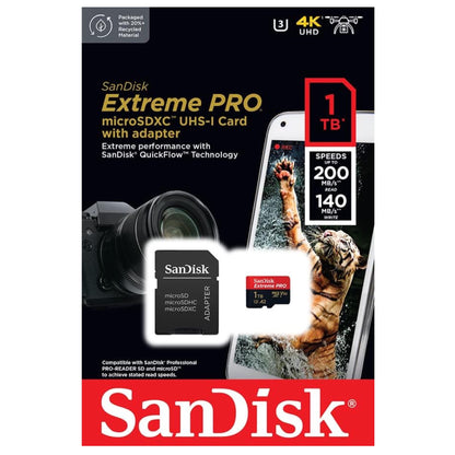 بطاقة ذاكرة SanDisk Extreme PRO microSDXC UHS-I microSD بسعة 1 تيرابايت مع محول C10 