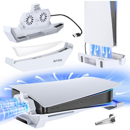 Kytok PS5 Stand Cooling Fan, Upgraded Horizontal PS5 Cooling Station Stand for PS5 Disc & Digital Editions