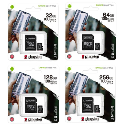 بطاقة ذاكرة كينجستون microSDXC Canvas Select Plus A1 Class 10 UHS-I سعة 32 جيجابايت | 64 جيجابايت | 128 جيجابايت | 256 جيجابايت | 512 جيجابايت