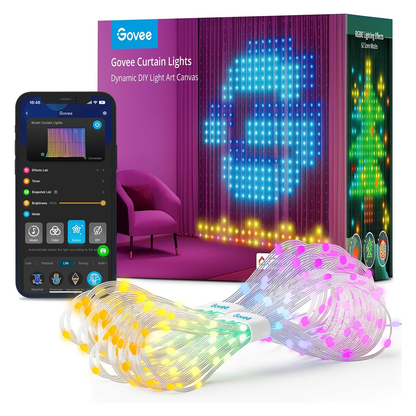 أضواء ستائر جوفي، أضواء ستائر LED ذكية، أضواء حائط متغيرة الألوان، أضواء ستائر ديناميكية DIY 5 × 6.6 قدم 