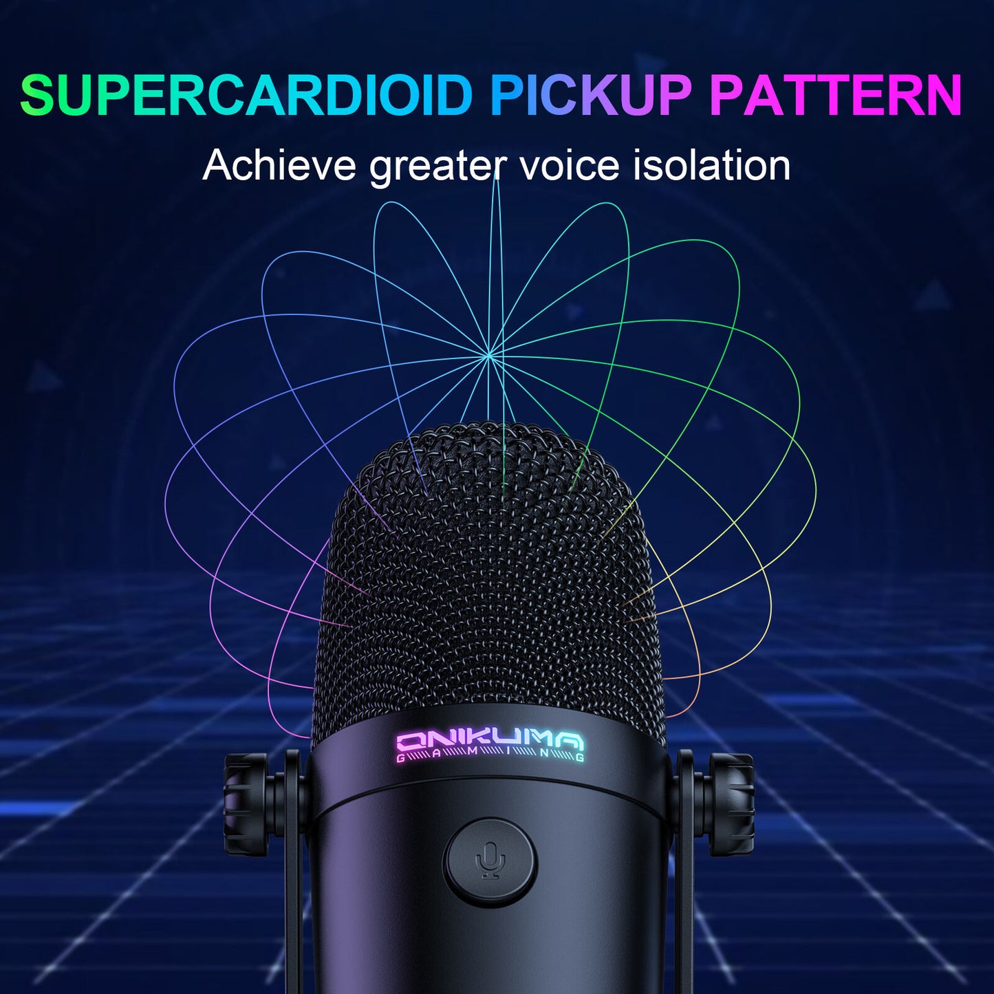 Onikuma M830 Colorful RGB USB Condenser Gaming Microphone