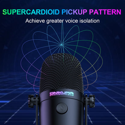 Onikuma M830 Colorful RGB USB Condenser Gaming Microphone