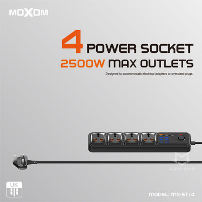 MOXOM Extension Heavy Duty Wire Plug With Usb A & Type C Port ST16 Power Strip Socket Extention Cord