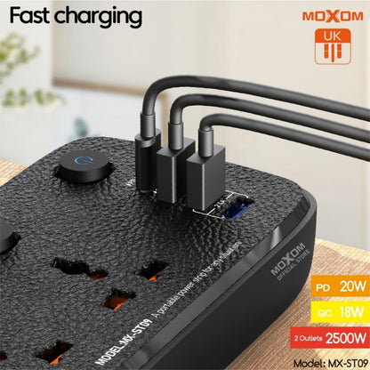 MOXOM High Duty Power Strip 2500W Wall Mount Extension Plug Socket With USB Type C Port Extention Cord MX-ST09