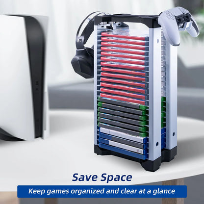 حامل ألعاب دوبي مع خطافين (٢٣ قرص ألعاب فعلي) لأجهزة بلاي ستيشن ٤ | بلاي ستيشن ٥ | إكس بوكس ​​| نينتندو سويتش