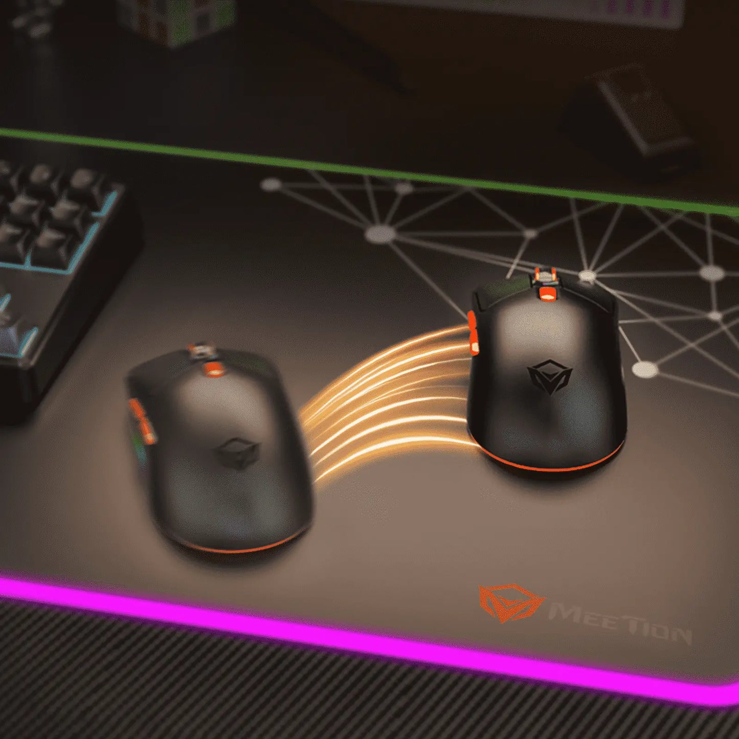Meetion GW38 Wireless Tri-Mode Mouse with Magnetic Charging Dock - Black | White