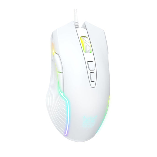 Onikuma CW905 RGB 3600 DPI Wired Professional Gaming Mouse - White