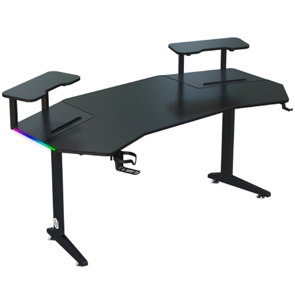 V7 Black Wing Shaped RGB Gaming Desk - 160cm