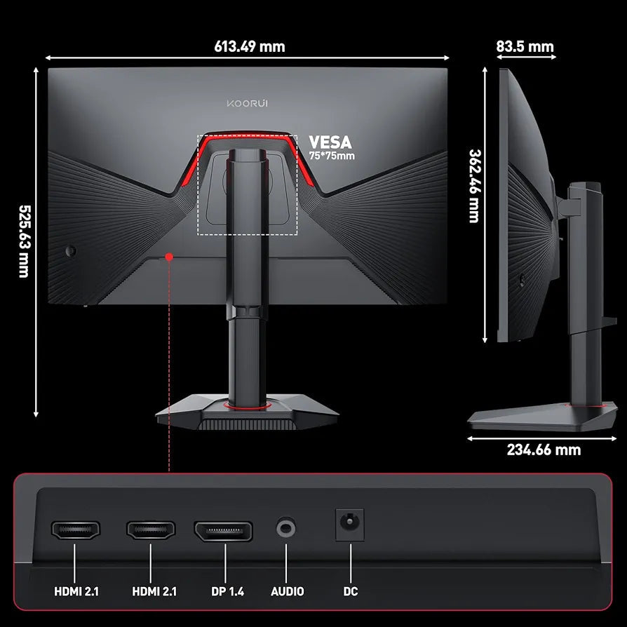 KOORUI G2741L 27" Dual Mode Gaming Monitor, 4K UHD 160Hz & FHD 320Hz, Fast IPS, 95% DCI-P3, HDR400, HDMI 2.1/DP 1.4, VESA Gaming Monitor