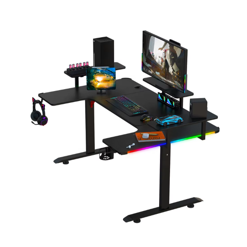 U8 RGB U-Shaped 160cm Gaming Desk with Cup & Headset Holder