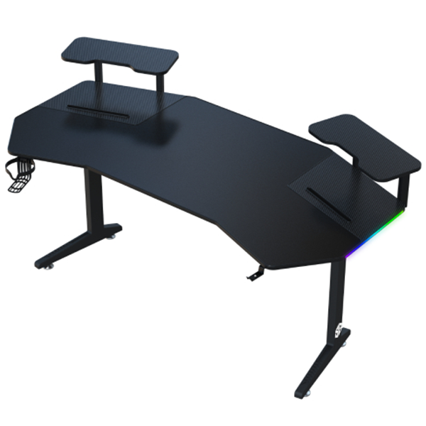 V7 Black Wing Shaped RGB Gaming Desk - 160cm