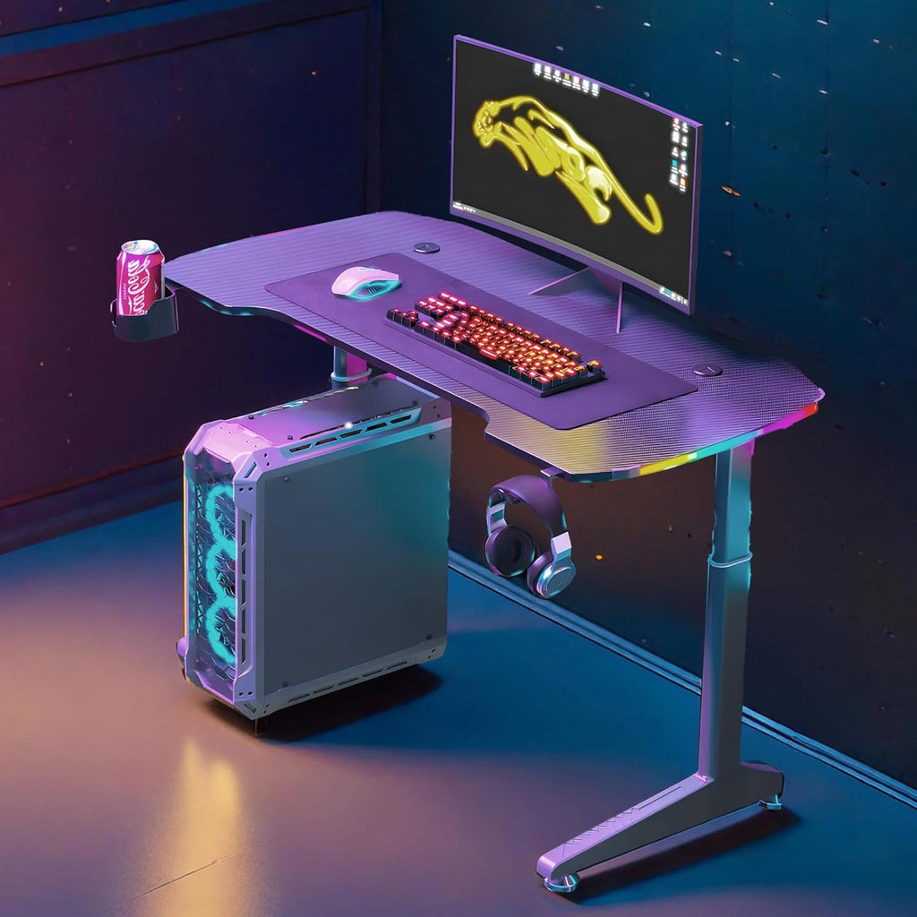 YY Ergonomic Manual Height Adjustable RGB Gaming Sit-Stand Desk - 120cm | 140cm