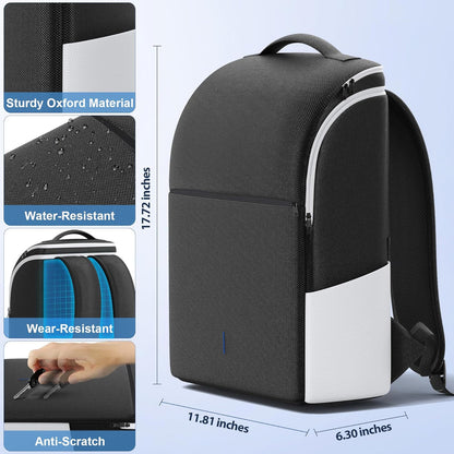 PS5 Travel Backpack: Heavy Duty Protective Carrying Case for PS5 Fat, Slim & Pro Models | Large Capacity Storage Bag for Console, Controllers, and Accessories