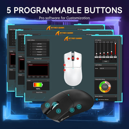 ATTACK SHARK X11 Tri-Mode Wired/Wireless Gaming Mouse - Black