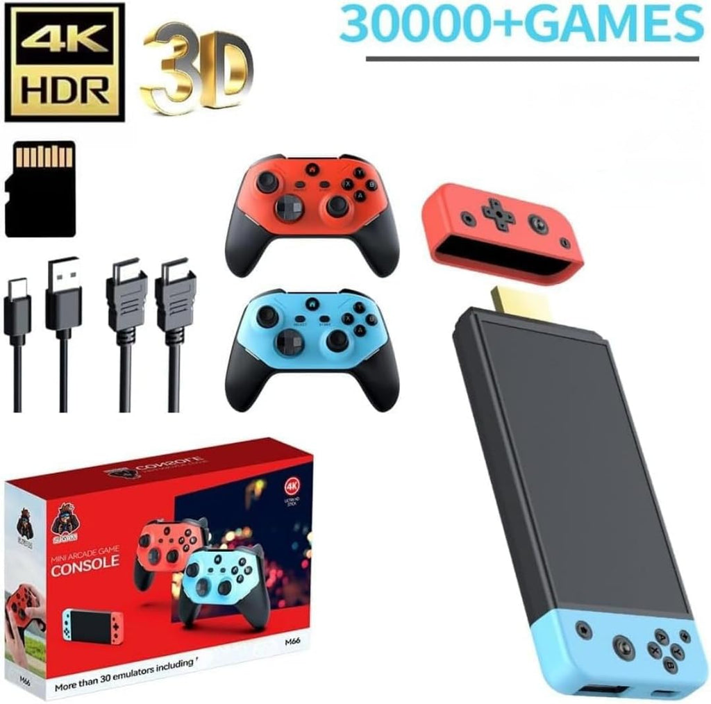 M66 Retro Game stick Console 4K Mini Arcade 64 GB with 30+ Emulator, 20000+GTA, Donkey Kong, Tekken etc..