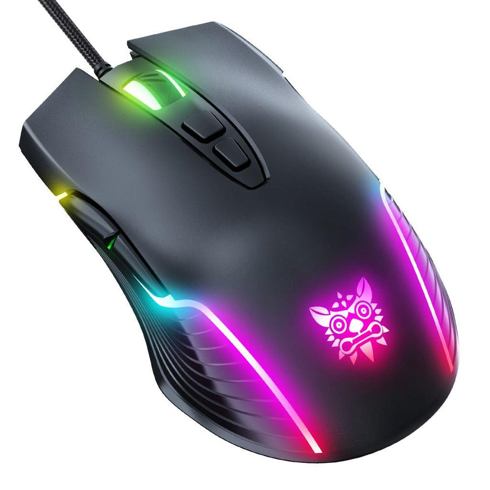 Onikuma CW905 6400 DPI Wired Gaming Mouse 7 Buttons Design RGB - Black