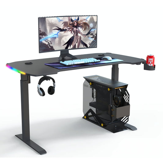 YY Ergonomic Manual Height Adjustable RGB Gaming Sit-Stand Desk - 120cm | 140cm