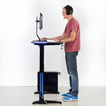 AY Ergonomic Electric Height Adjustable RGB Gaming Sit-Stand Desk - 120cm & 140cm -  Black
