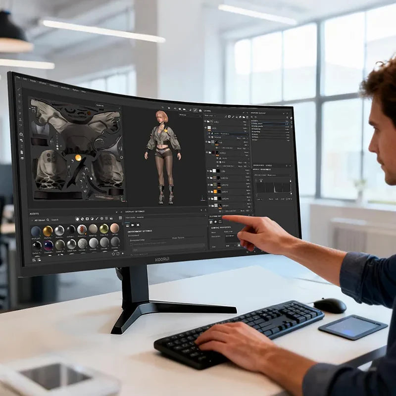 KOORUI 34E6UC 34 inch Curved Ultrawide WQHD 3440×1440 180Hz 1000R- PIP/PBP, 1ms(MPRT), HDR400 Gaming Monitor