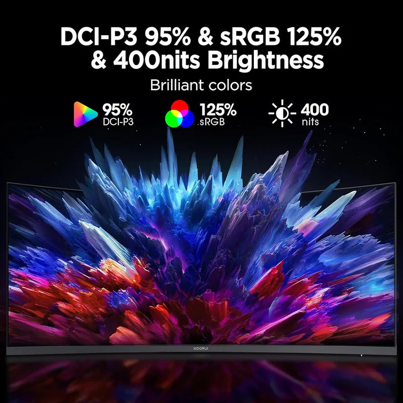 KOORUI 34E6UC 34 inch Curved Ultrawide WQHD 3440×1440 180Hz 1000R- PIP/PBP, 1ms(MPRT), HDR400 Gaming Monitor