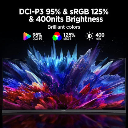 KOORUI 34E6UC 34 inch Curved Ultrawide WQHD 3440×1440 180Hz 1000R- PIP/PBP, 1ms(MPRT), HDR400 Gaming Monitor