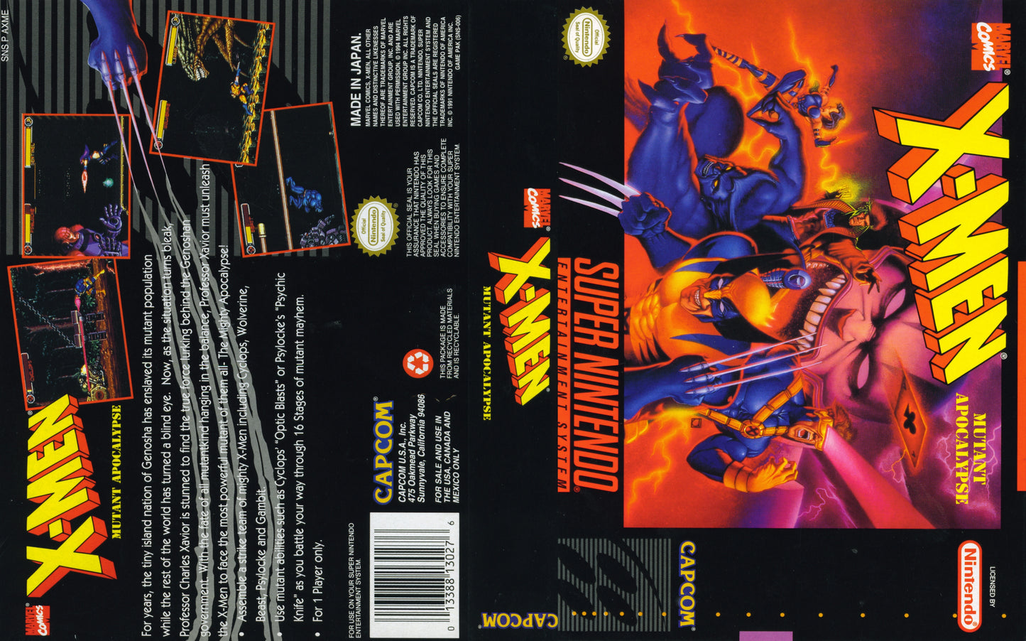 X-Men Mutant Apocalypse - Super Nintendo Entertainment System (SNES) NTSC - (CIB)
